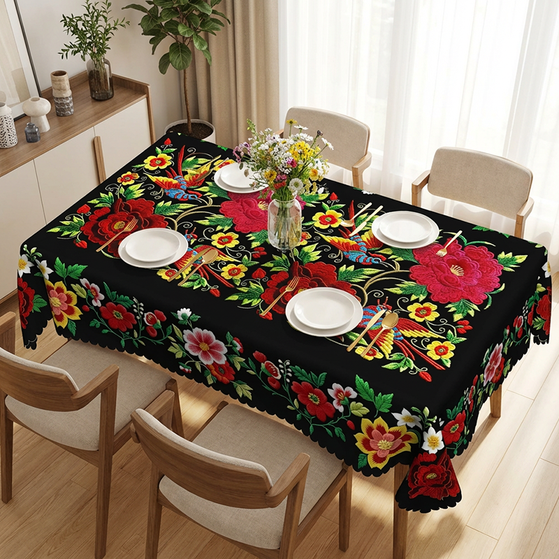 Runde Boho-Tischdecke Mit Blumen-Paisley-Muster – Wasserdicht, ölbeständig, Elastischer Rand, Für Tische 101–112 Cm, Indoor & Outdoor, Picknick, Camping
