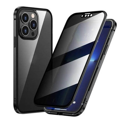 Magnetische iPhone-Hülle mit Sichtschutzglas und Metallrahmen