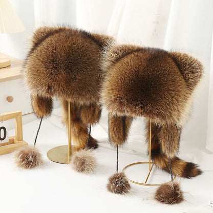 ❄️ Winter offers ❄️ Raccoon tail fur parent-child plush hat