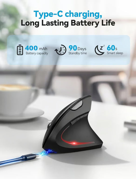 🖱️ Zeitlich begrenztes Angebot: 50 % Rabatt 🎁✨Ergonomische Kabellose Vertikal-Maus mit Handgelenkschutz | ⚡USB-aufladbarer Optischer Maus