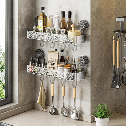 🚀50% Rabatt🏡Wandmontierte abnehmbare Saugnapfablage mit Haken