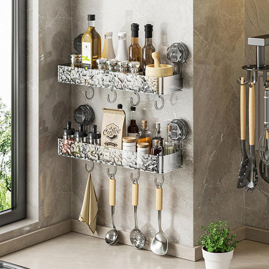 🚀50% Rabatt🏡Wandmontierte abnehmbare Saugnapfablage mit Haken