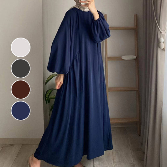 Einfarbige, lockere muslimische Kasachenkleider für Frauen