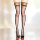 Sexy, glänzende Overknee-Strümpfe mit Spitzenbesatz