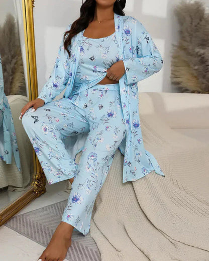 🎄 Weihnachtsverkauf 50 % RABATT🔥🔥Über 20.000 Stück verkauft!!🧥 🛌 Bequemes 3-teiliges Pyjama-Set – Bademantel, Hemd und lange Hose | Perfekt für entspannte Abende und als Geschenk🌟
