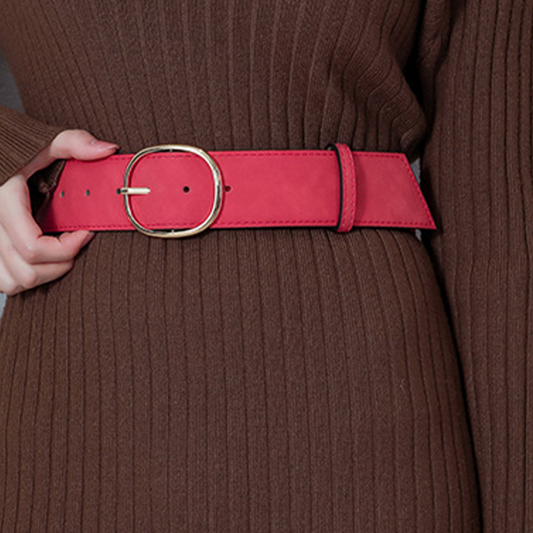 Breiter Kunstledergürtel für Damen mit runder Schnall