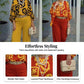 Set aus Retro-Oberteil mit Grafikprint und Hose mit weitem Bein für Damen